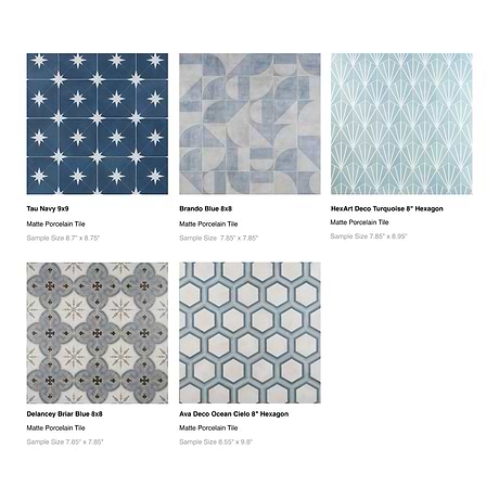 Sample Bundle 5 Best Selling Blue Encaustic Wall Tiles