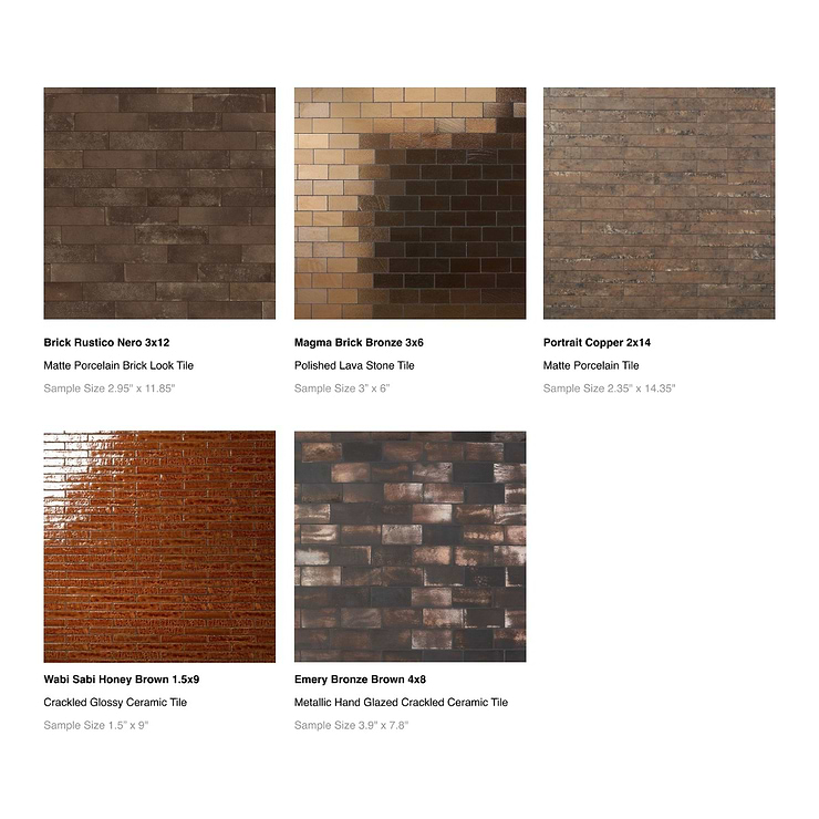 Top Selling Brown Subway Tiles Sample Bundle (5)