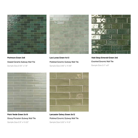 Sample Bundle 5 Best Selling Green Subway Tiles