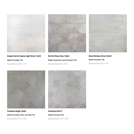 Top Selling Gray Floor Porcelain Tiles Sample Bundle (5)