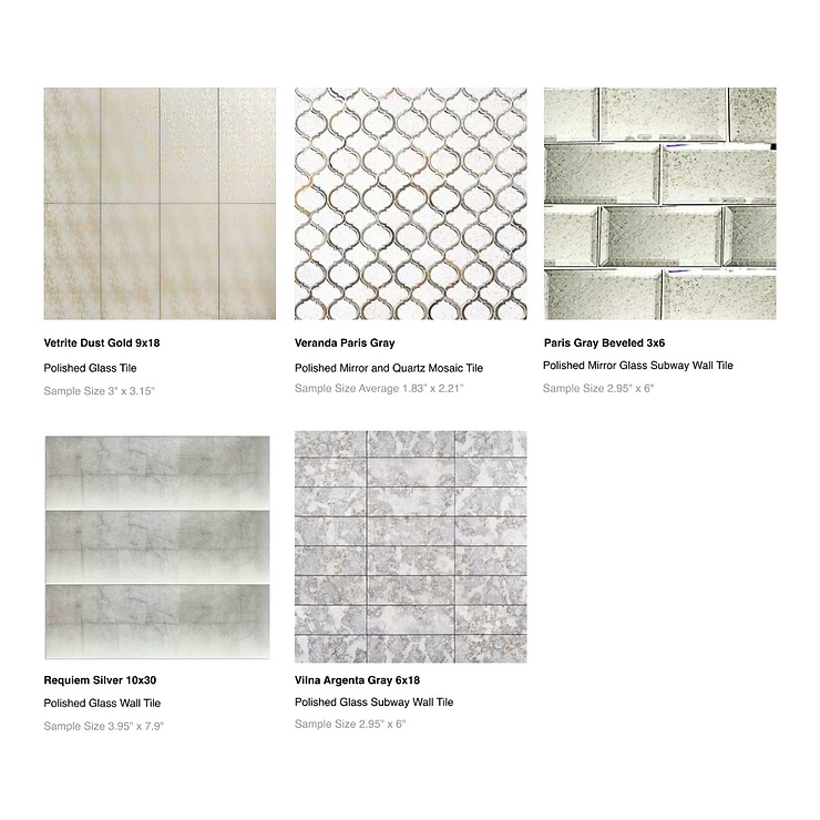 Top Selling Mirrored Tiles Sample Bundle (5)