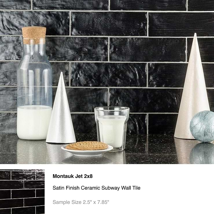 Top Selling Black Ceramic- Porcelain And Glass Subway Tiles Sample Bundle (5)