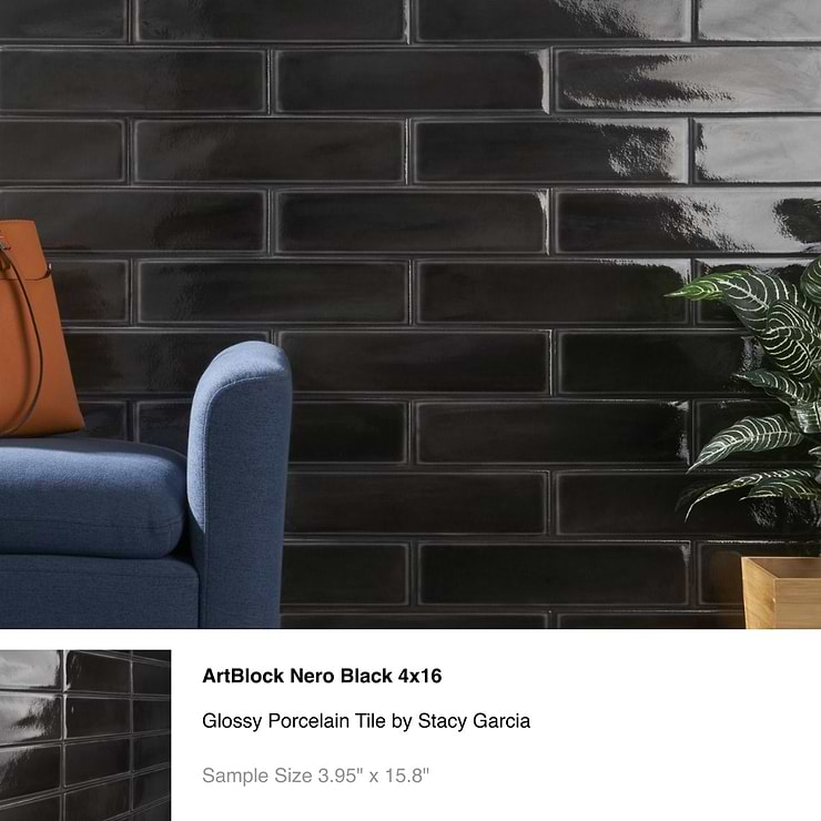 Top Selling Black Ceramic- Porcelain And Glass Subway Tiles Sample Bundle (5)