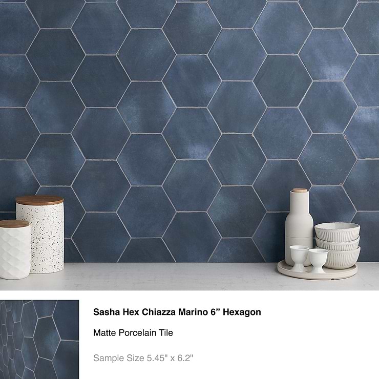 Top Selling Blue Hexagon Tiles Sample Bundle (5)