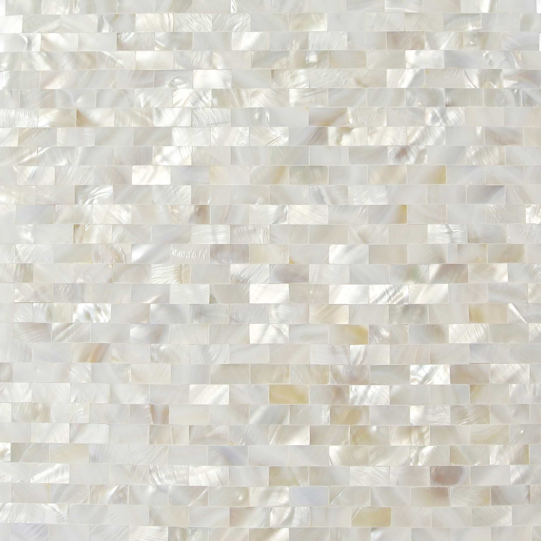 Serene White 1/2x1 Bricks Seamless Pearl Polished Mosaic Tile