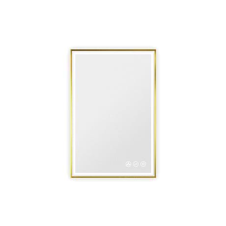 Mage Brushed Gold 24x36" Framed Rectangle LED Mirror