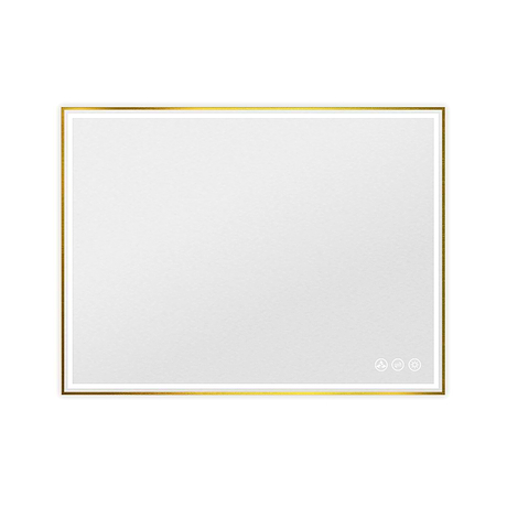 Mage Brushed Gold 48x30" Framed Rectangle LED Mirror