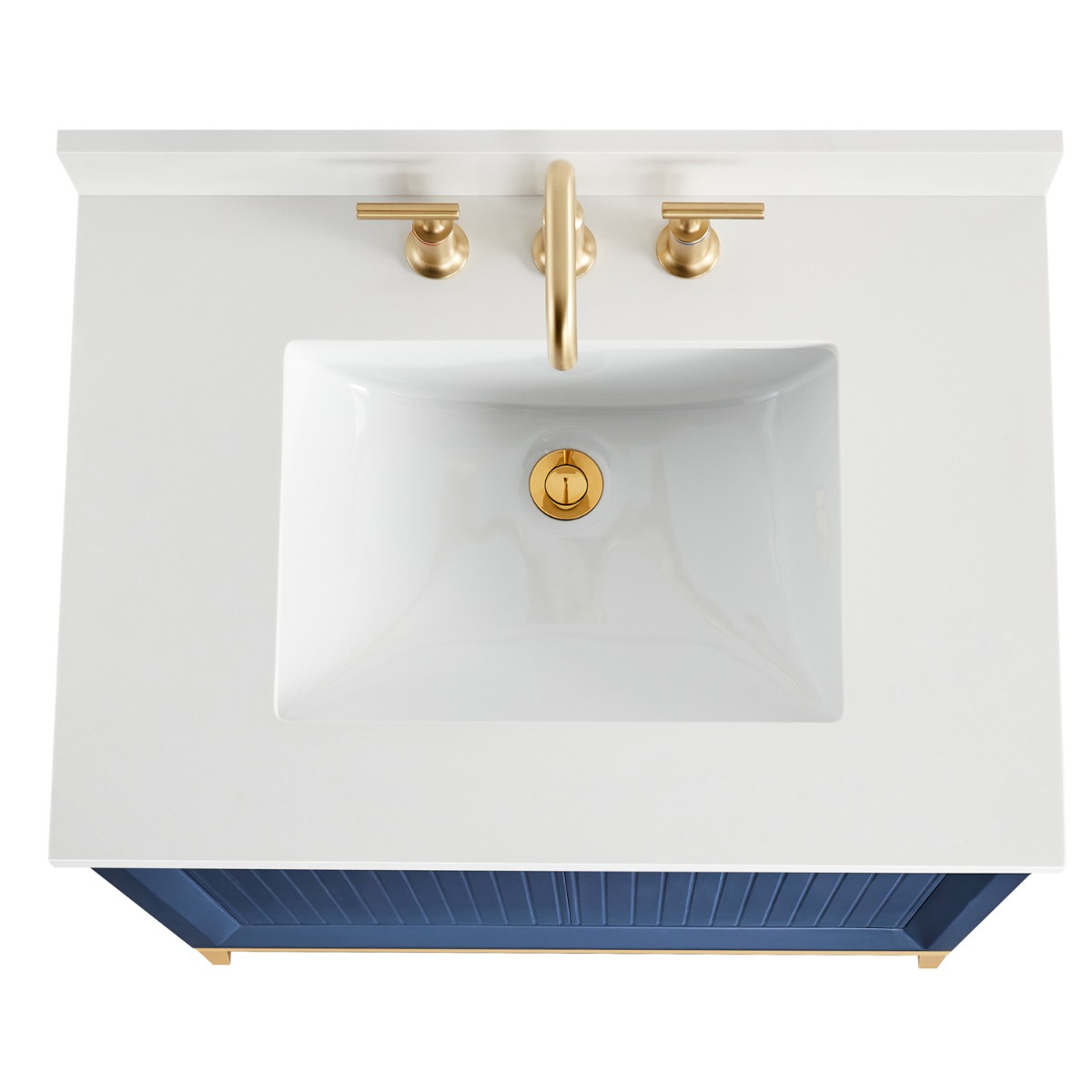 Bungalow Navy and Gold 30" Single Vanity with Pure White Quartz Top