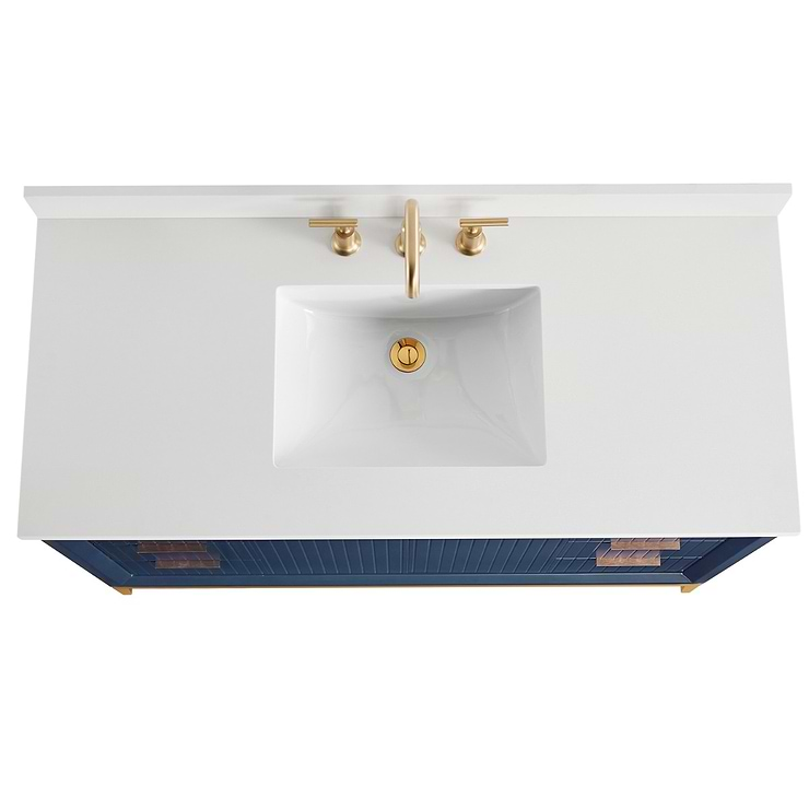 Bungalow Navy and Gold 48" Single Vanity with Pure White Quartz Top