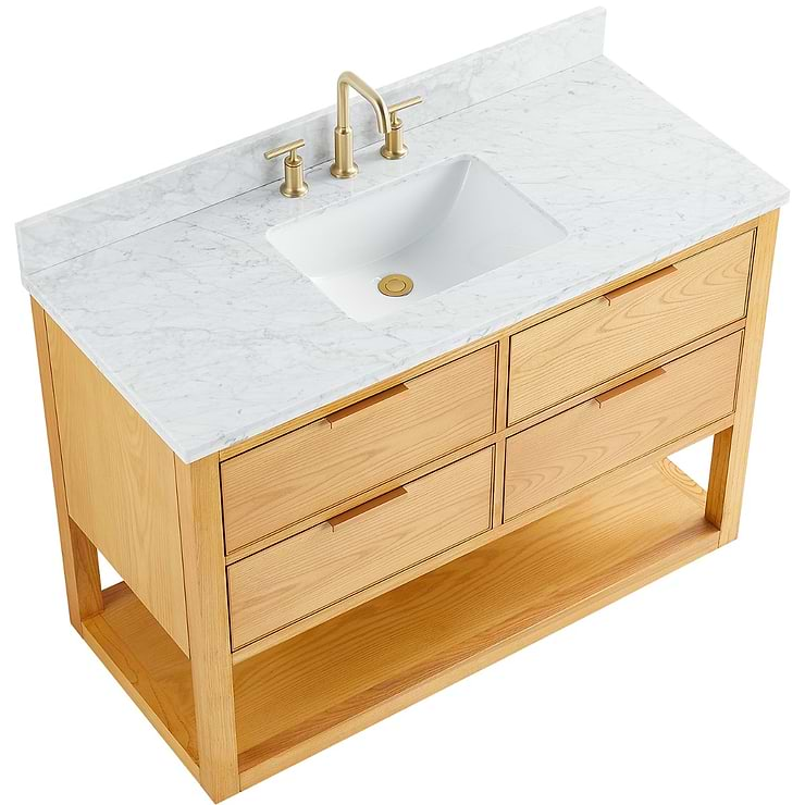 Dayton Woodgrain 48" Single Vanity with Carrara Marble Top