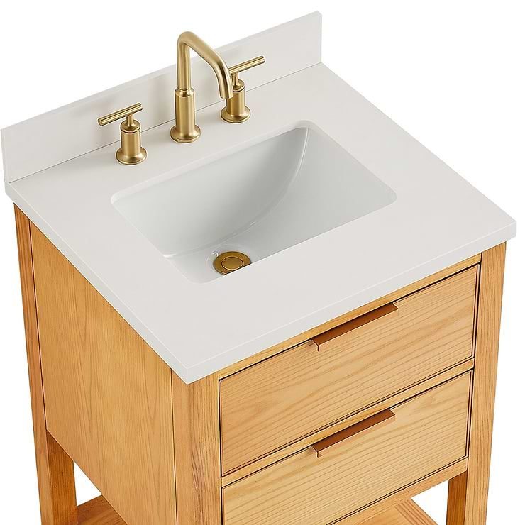 Dayton Woodgrain 24" Single Vanity with Pure White Quartz Top