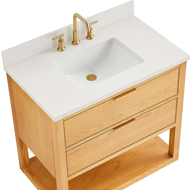 Dayton Woodgrain 36" Single Vanity with Pure White Quartz Top