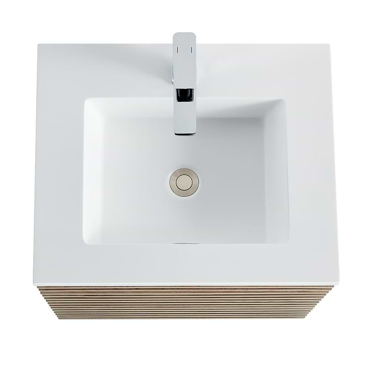 Gibson Light Wood 24" Single Vanity with Integrated White Acrylic Top