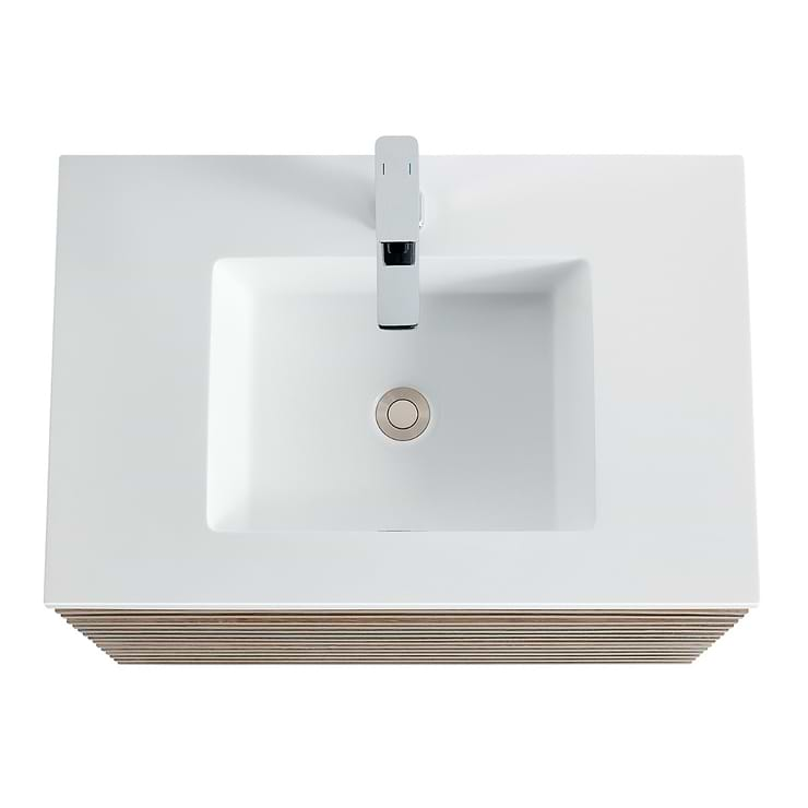 Gibson Light Wood 30" Single Vanity with Integrated White Acrylic Top