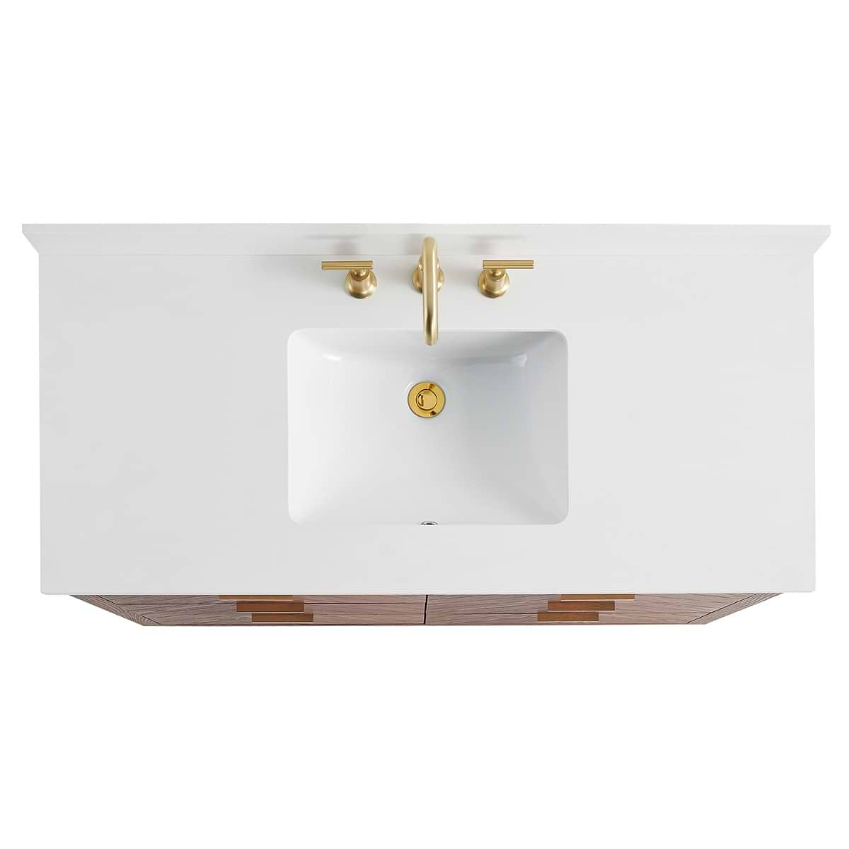 Marilyn 48" Woodgrain Vanity with Pure White Quartz Top and Ceramic Basin