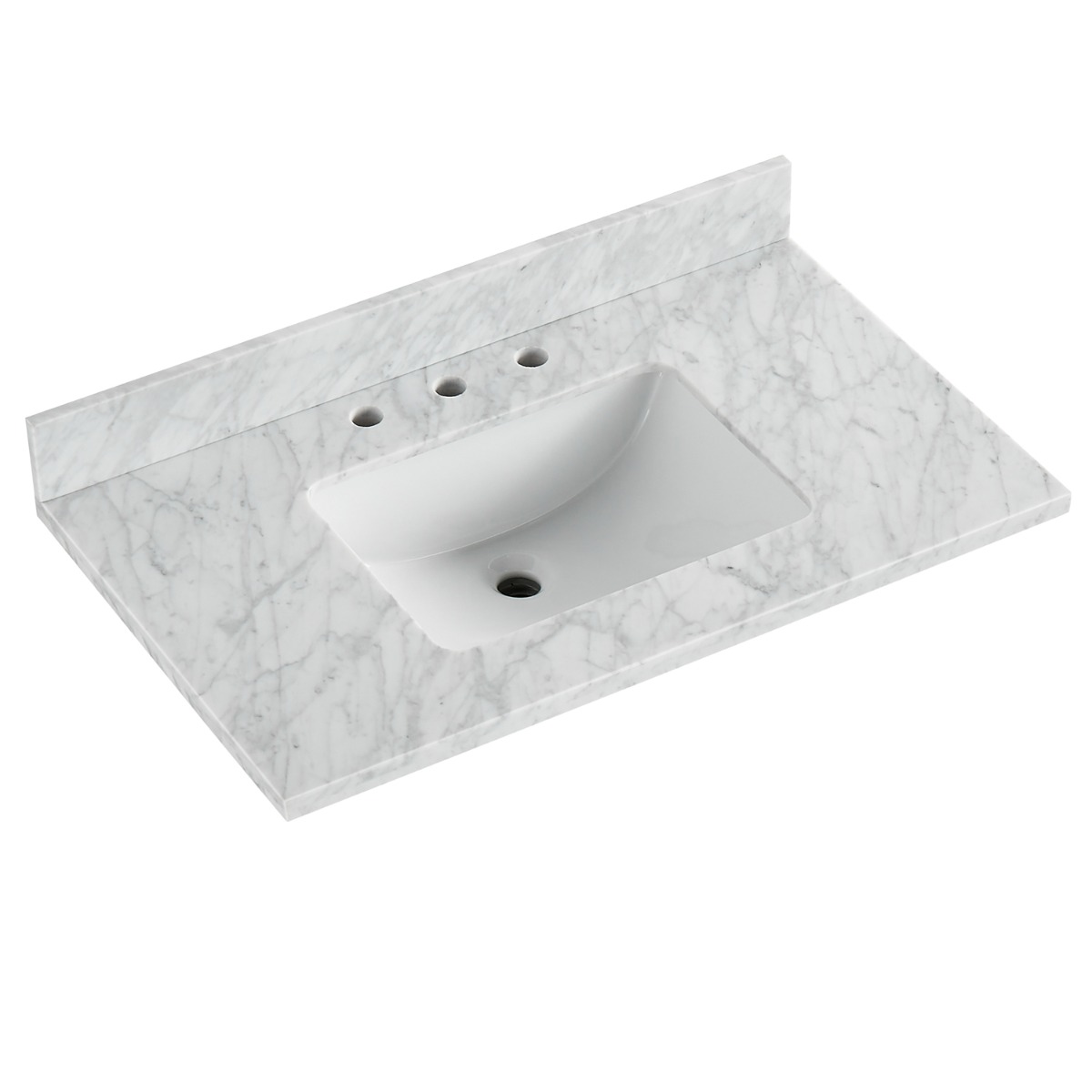 Bungalow White and Gold 36" Single Vanity with Carrara Marble Top