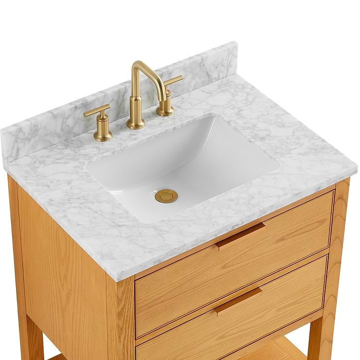 Dayton Woodgrain 30" Single Vanity with Carrara Marble Top