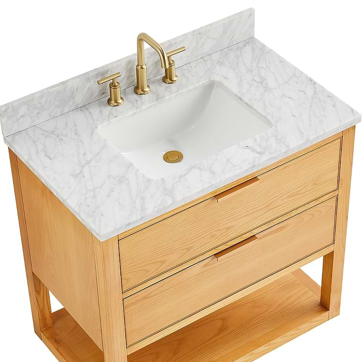 Dayton Woodgrain 36" Single Vanity with Carrara Marble Top