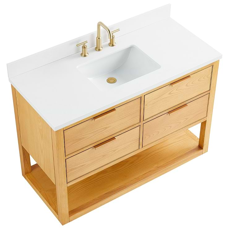 Dayton Woodgrain 48" Single Vanity with Pure White Quartz Top