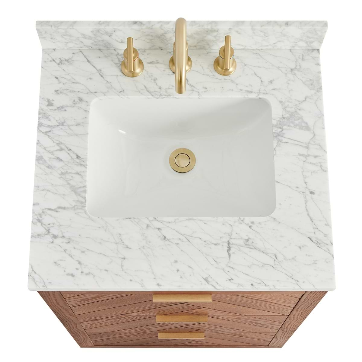 Marilyn 24" Woodgrain Vanity with Carrara Marble Top and Ceramic Basin