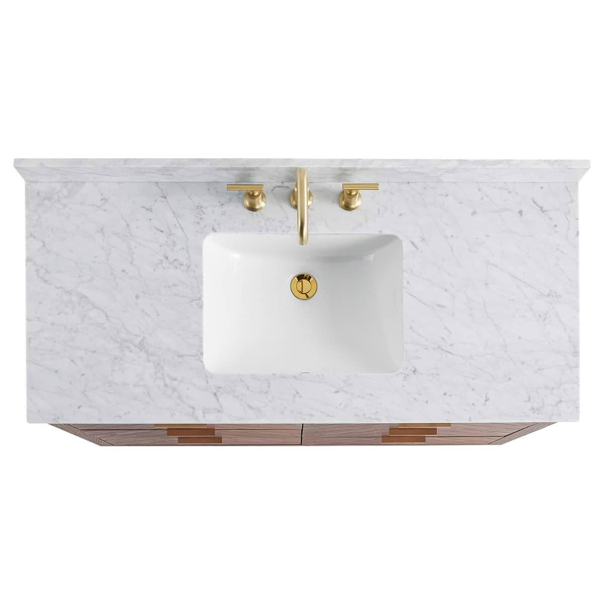 Marilyn 48" Woodgrain Vanity with Carrara Marble Top and Ceramic Basin