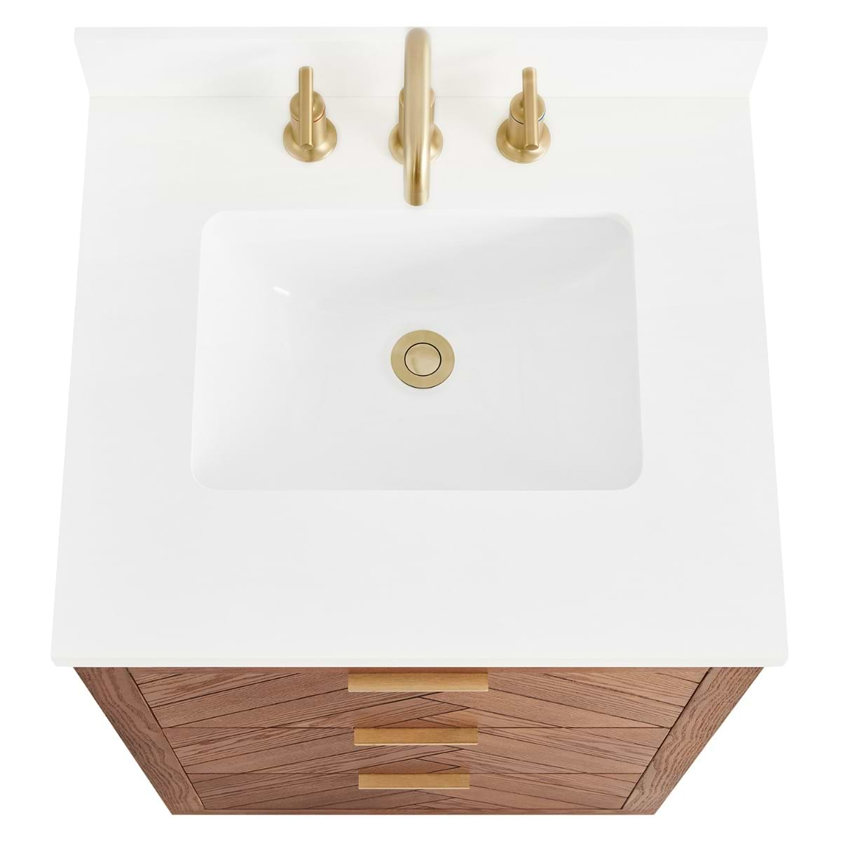 Marilyn 24" Woodgrain Vanity with Pure White Quartz Top and Ceramic Basin