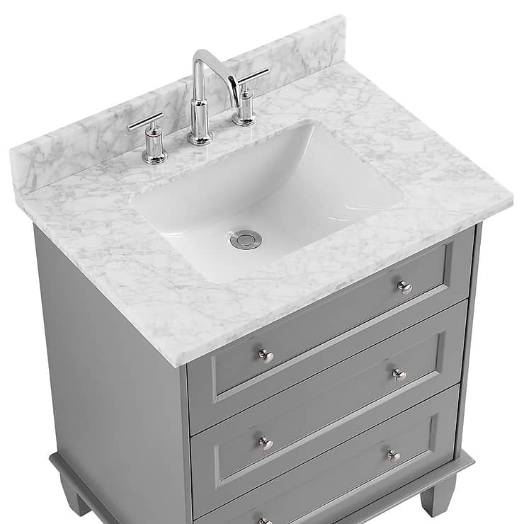 Nora Gray 30" Single Vanity with Carrara Marble Top