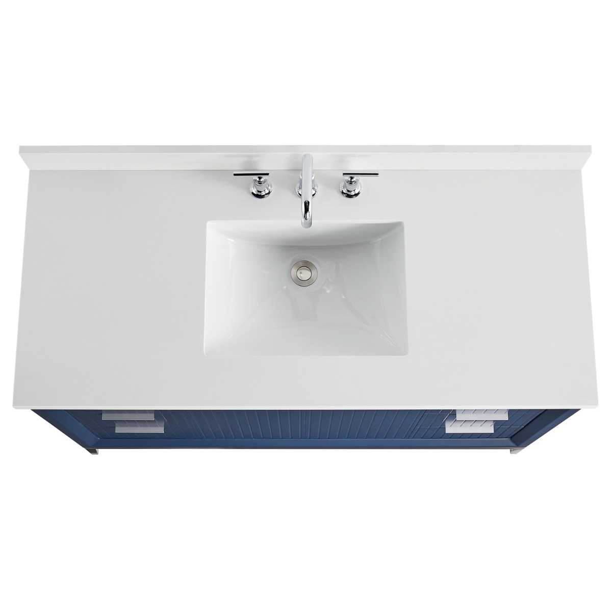 Bungalow Navy and Silver 48" Single Vanity with Pure White Quartz Top