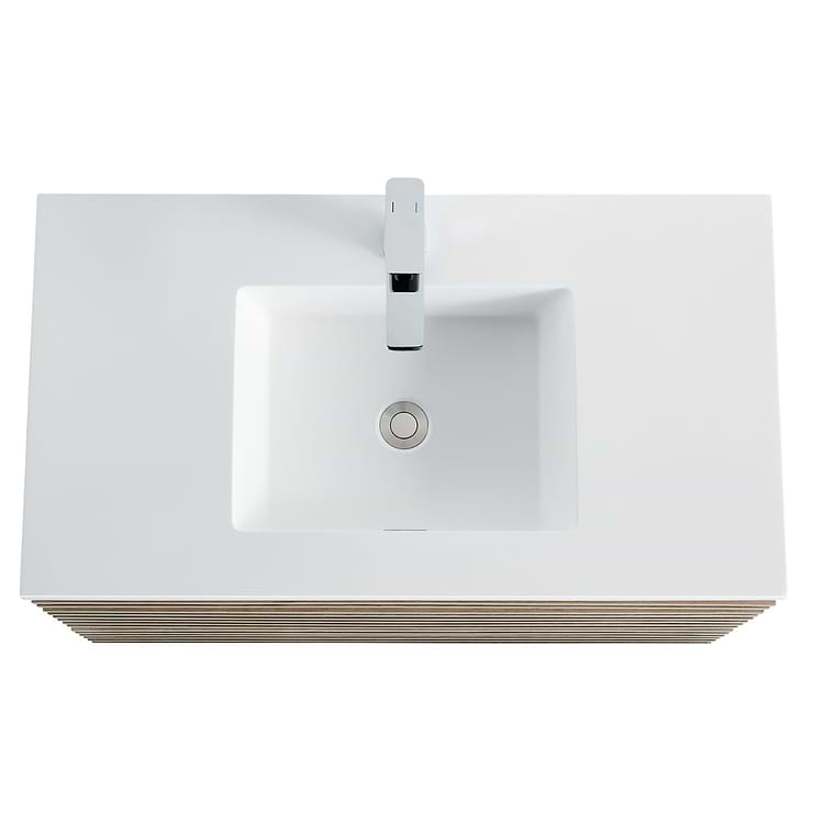 Gibson Light Wood 36" Single Vanity with Integrated White Acrylic Top