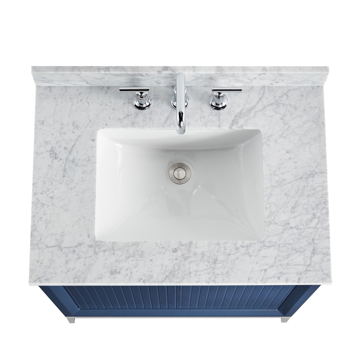 Bungalow Navy and Silver 30" Single Vanity with Carrara Marble Top