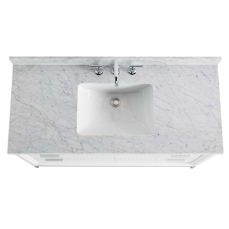 Bungalow White and Silver 48" Single Vanity with Carrara Marble Top