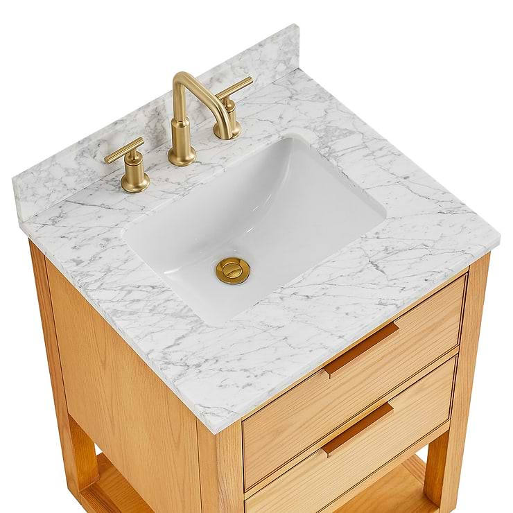 Dayton Woodgrain 24" Single Vanity with Carrara Marble Top