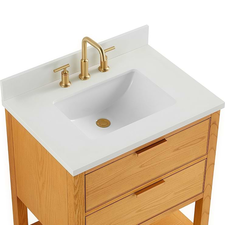 Dayton Woodgrain 30" Single Vanity with Pure White Quartz Top