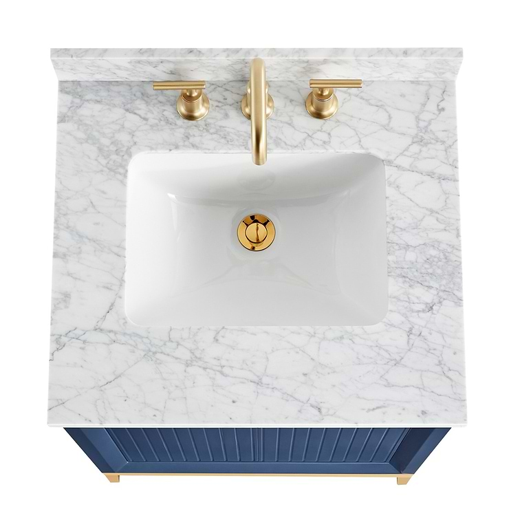 Bungalow Navy and Gold 24" Single Vanity with Carrara Marble Top