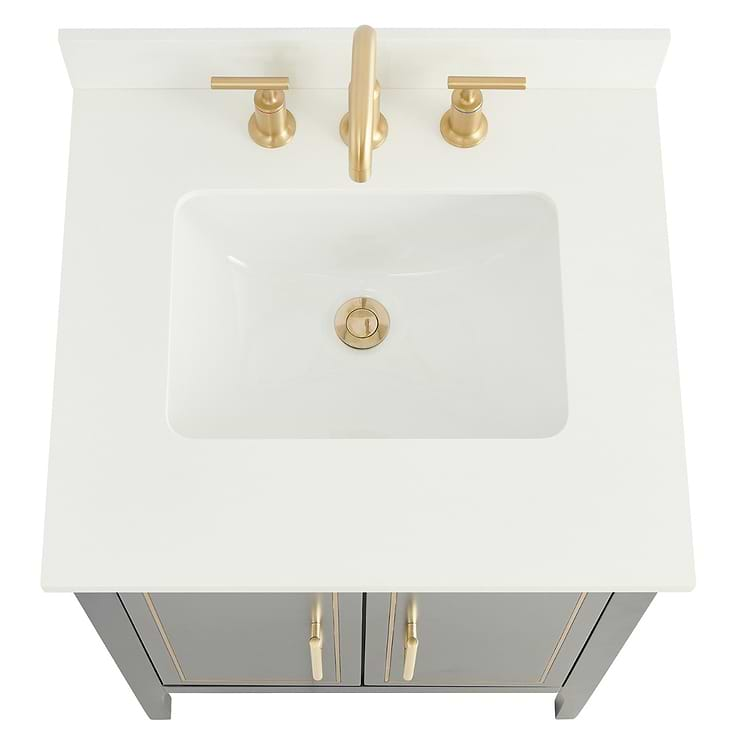 Province Navy and Gold 24" Single Vanity with Pure White Quartz Top