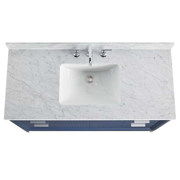 Bungalow Navy and Silver 48" Single Vanity with Carrara Marble Top