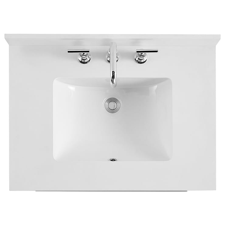 Nora 30" Gray Vanity with Pure White Quartz Top and Ceramic Basin