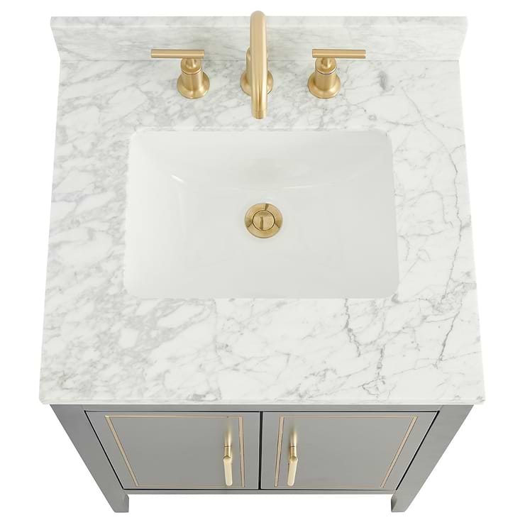 Province Navy and Gold 24" Single Vanity with Carrara Marble Top