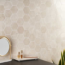 Crema Marfil Beige 4" Hexagon Polished Mosaic Tile