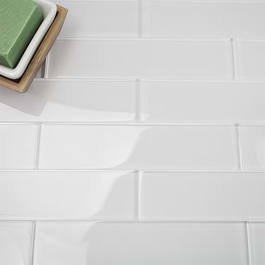Loft Super White 2x8 Polished Glass Subway Tile - Sample