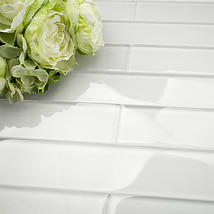 Loft Horizon Super White 2x16 Polished Glass Subway Wall Tile