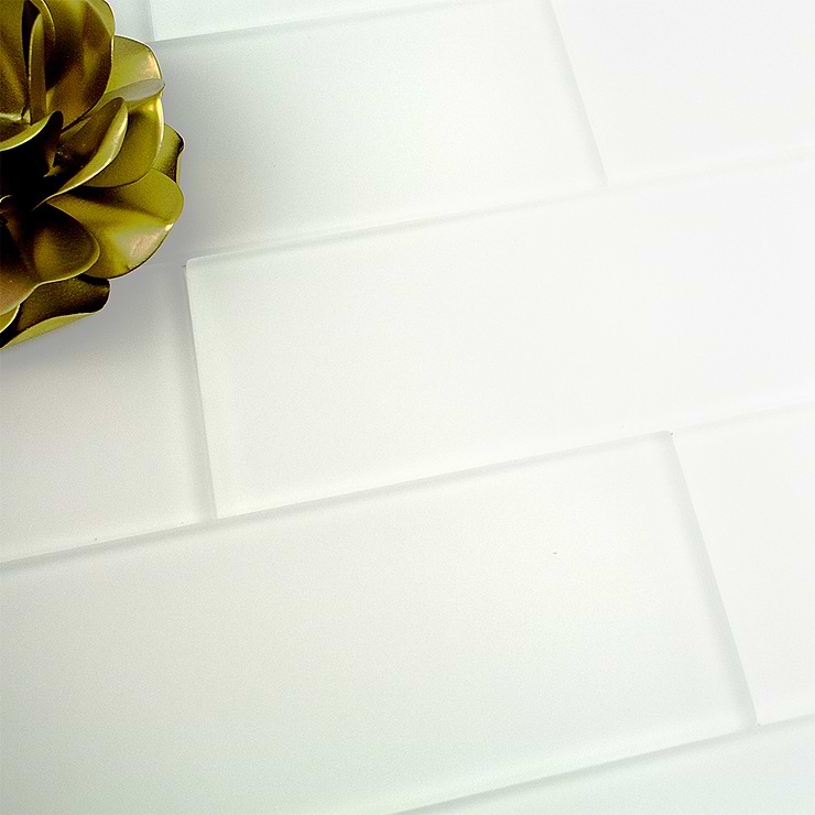 Loft Super White Frosted 4" X 12" Glass