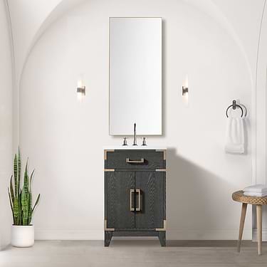 Aiden Black Oak 20" Single Vanity with Integrated White Acrylic Top