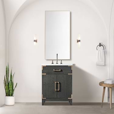 Aiden Black Oak 24" Single Vanity with Integrated White Acrylic Top