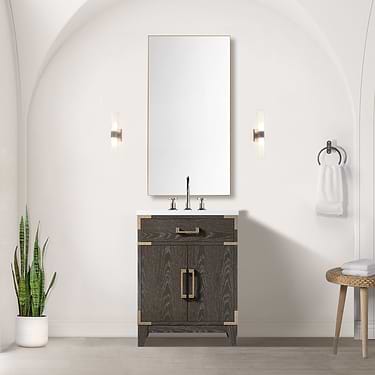 Aiden Brown Oak 24" Single Vanity with Integrated White Acrylic Top