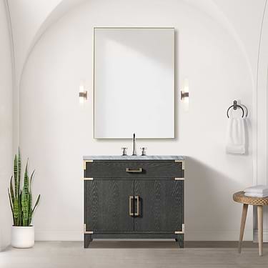 Aiden Black Oak 36" Single Vanity with Carrara Marble Top