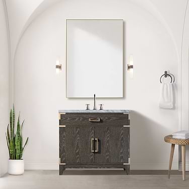 Aiden Brown Oak 36" Single Vanity with Carrara Marble Top