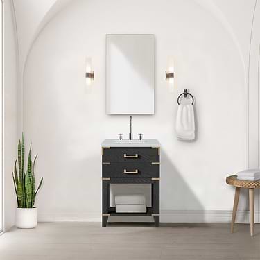 Calico Black Oak 24" Single Vanity with Integrated White Acrylic Top