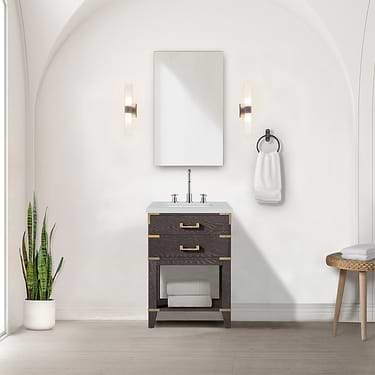 Calico Brown Oak 24" Single Vanity with Integrated White Acrylic Top