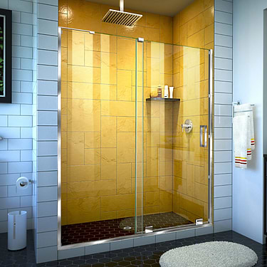 Mirage-Z 54x72" Reversible Sliding Shower Alcove Door with Clear Glass in Chrome by DreamLine
